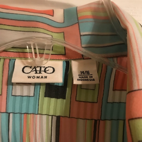 Multi Color Pleated Ruffle Sleeve Button Up Top - Picture 4 of 5